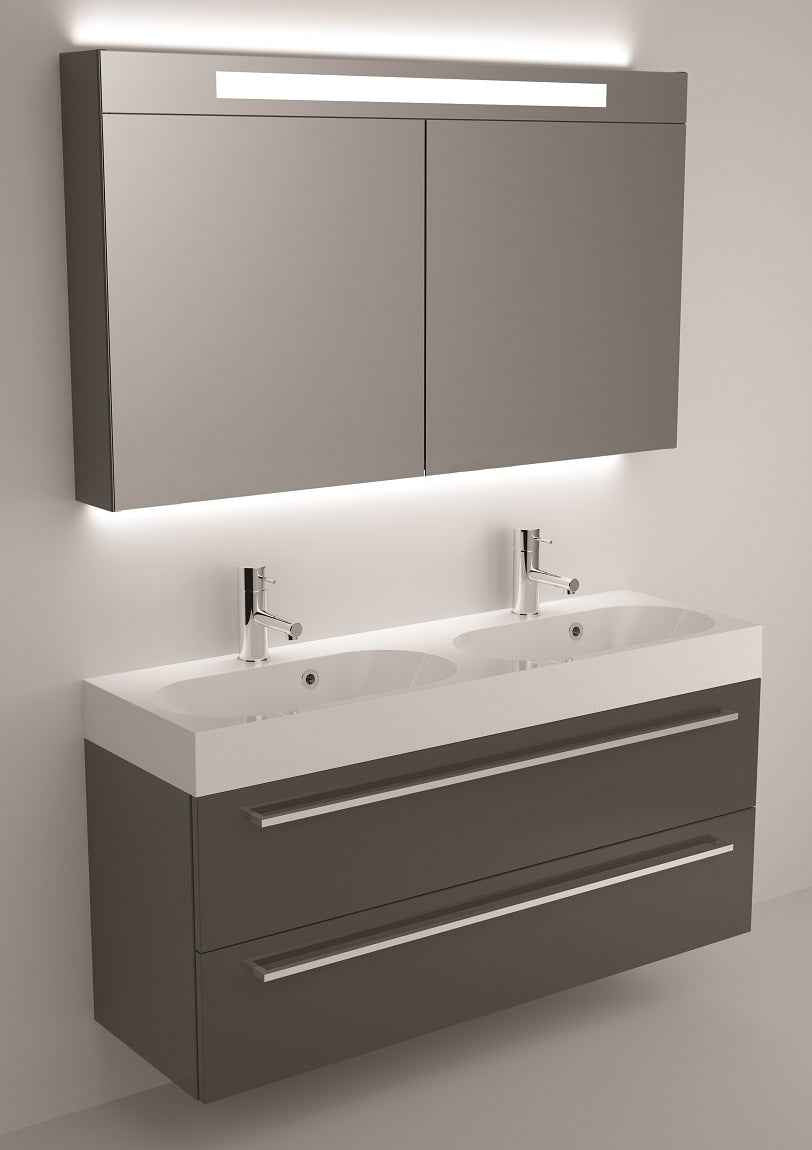 Ensemble meuble & lavabo RIHO SLIMLINE SET 77 en acrylique brillant 120x38 H 60,5 cm clicktofournisseur.com