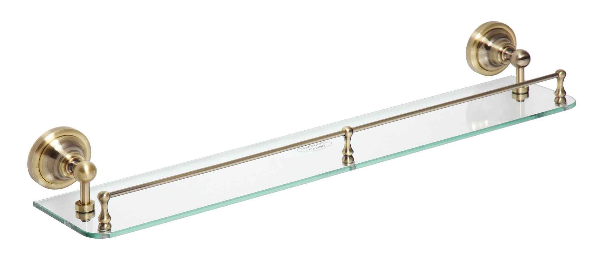 Etagère tablette retro en verre et en laiton 60x9x12 cm - Clicktofournisseur.com