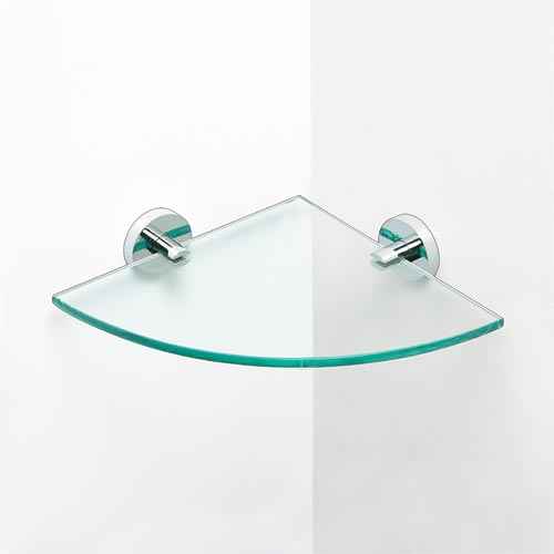 Etagère tablette de coin en verre omega 255x55x255cm - Clicktofournisseur.com