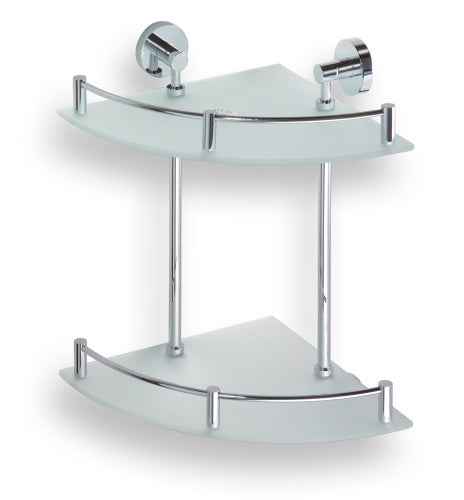 Etagère tablette double en verre de coin omega 27x40x27cm - Clicktofournisseur.com