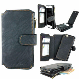 Etui luxe noir porte monnaie avec coque et carte visite pour apple iphone 7 plus - Clicktofournisseur.com