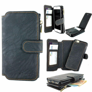 Etui luxe noir porte monnaie avec coque et carte visite pour apple iphone 7 plus - Clicktofournisseur.com