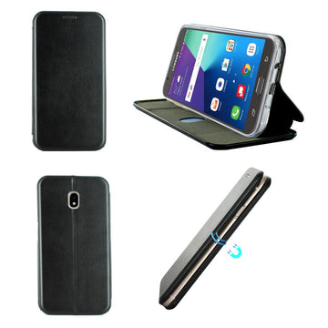 Etui luxe rabattable noir simili cuir avec support pour samsung galaxy j7 2017 - Clicktofournisseur.com