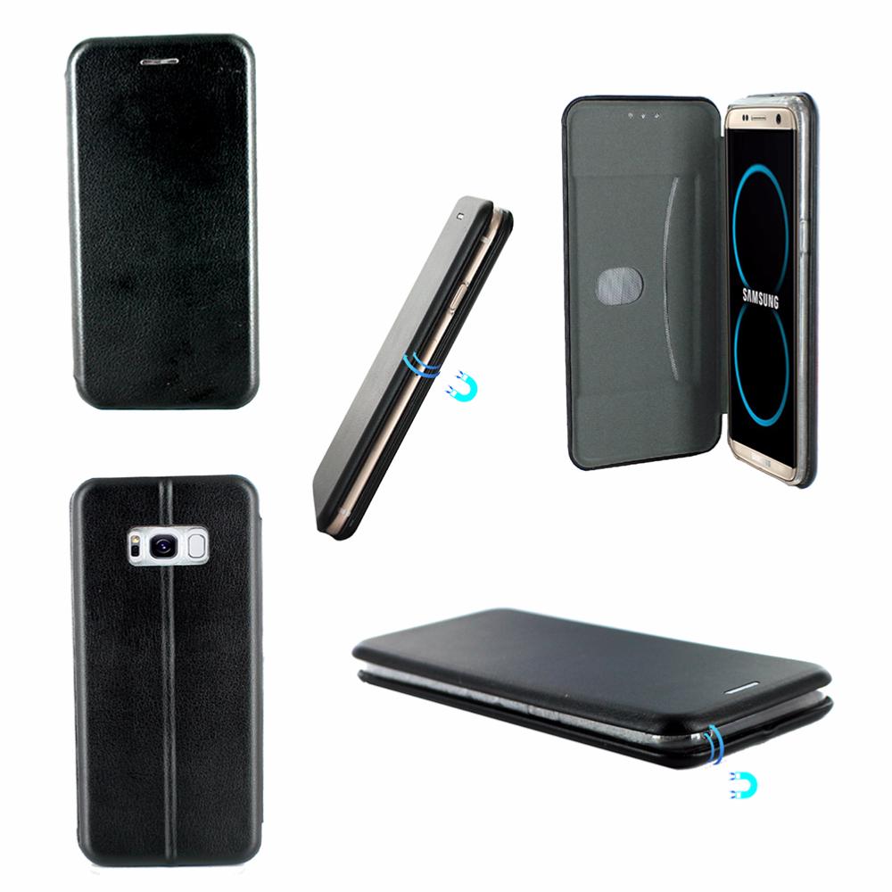 Etui Luxe Rabattable Noir Simili Cuir Avec Support pour Samsung Galaxy S8 clicktofournisseur.com