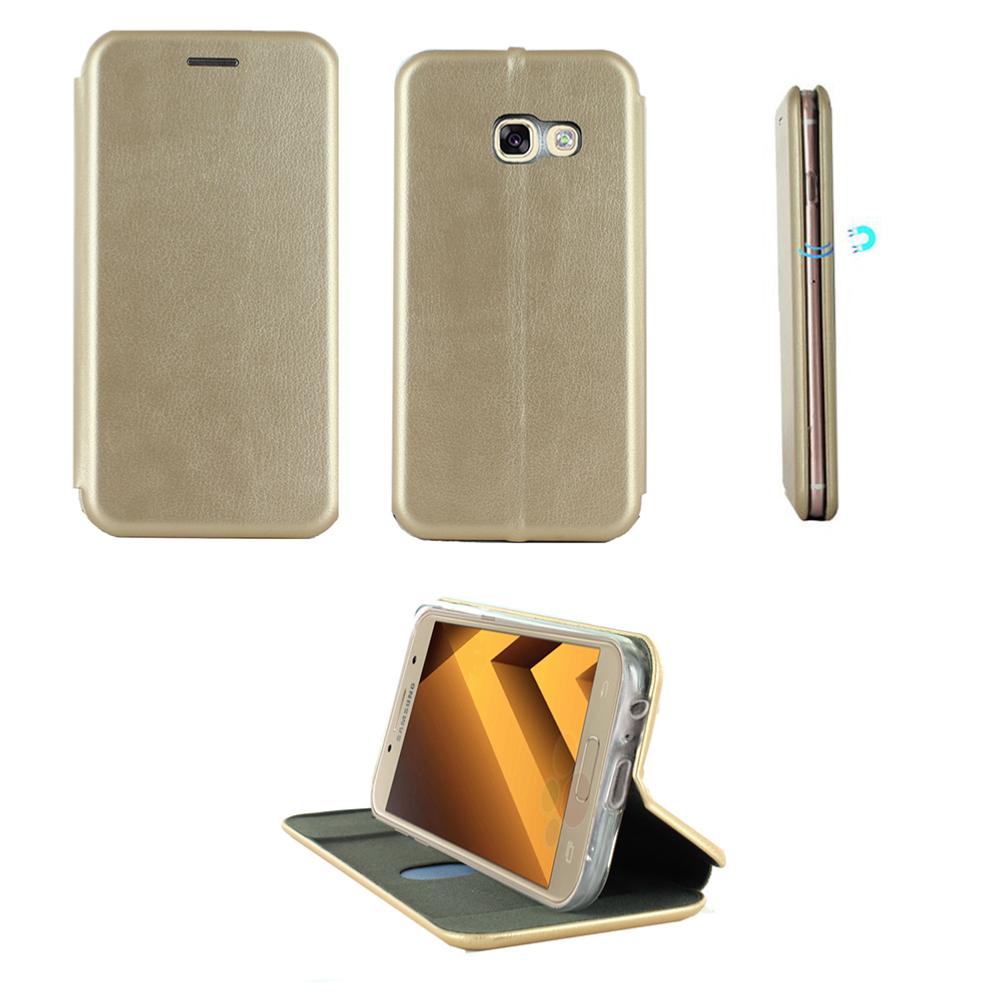 Etui Luxe Rabattable Or Simili Cuir Avec Support pour Samsung Galaxy A5 2017 clicktofournisseur.com