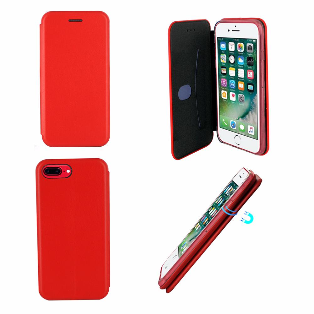 Etui Luxe Rabattable Rouge Simili Cuir Avec Support pour Apple iPhone 7 Plus clicktofournisseur.com