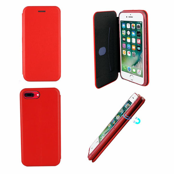 Etui luxe rabattable rouge simili cuir avec support pour apple iphone 7 plus - Clicktofournisseur.com