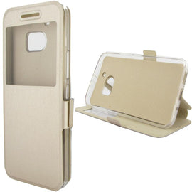 Etui rabattable beige champagne avec ouverture ecran pour htc 10 - Clicktofournisseur.com