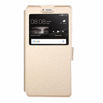 Etui rabattable beige champagne avec ouverture ecran pour huawei p9 lite - Clicktofournisseur.com