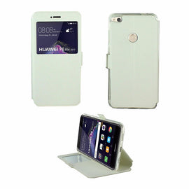 Etui rabattable blanc avec ouverture ecran pour huawei p8 lite 2017 - Clicktofournisseur.com