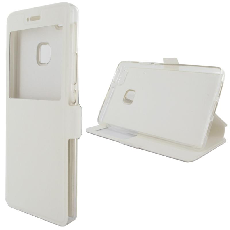 Etui rabattable blanc avec ouverture ecran pour huawei p9 lite - Clicktofournisseur.com