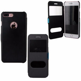 Etui rabattable noir avec ouverture ecran pour apple iphone 7 plus - Clicktofournisseur.com