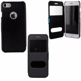 Etui rabattable noir avec ouverture ecran pour apple iphone 7 - Clicktofournisseur.com