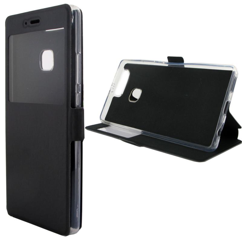 Etui Rabattable Noir Avec Ouverture Ecran pour Huawei P9 Plus clicktofournisseur.com