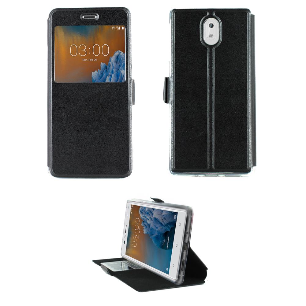 Etui Rabattable Noir Avec Ouverture Ecran pour Nokia 3 clicktofournisseur.com