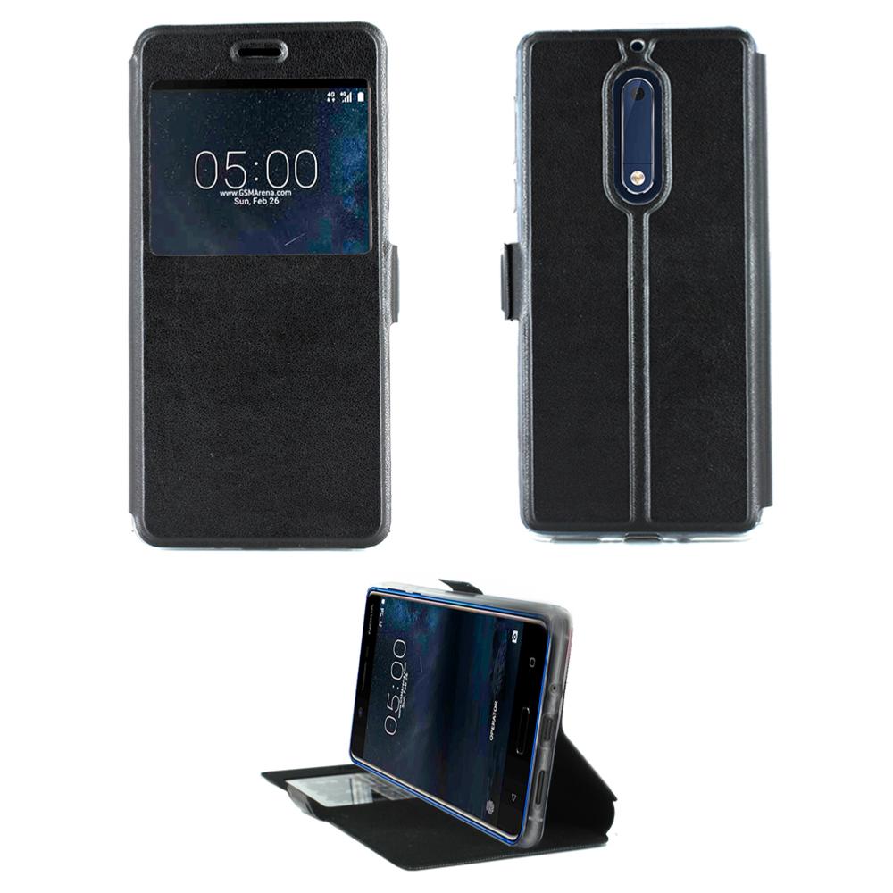 Etui Rabattable Noir Avec Ouverture Ecran pour Nokia 5 clicktofournisseur.com