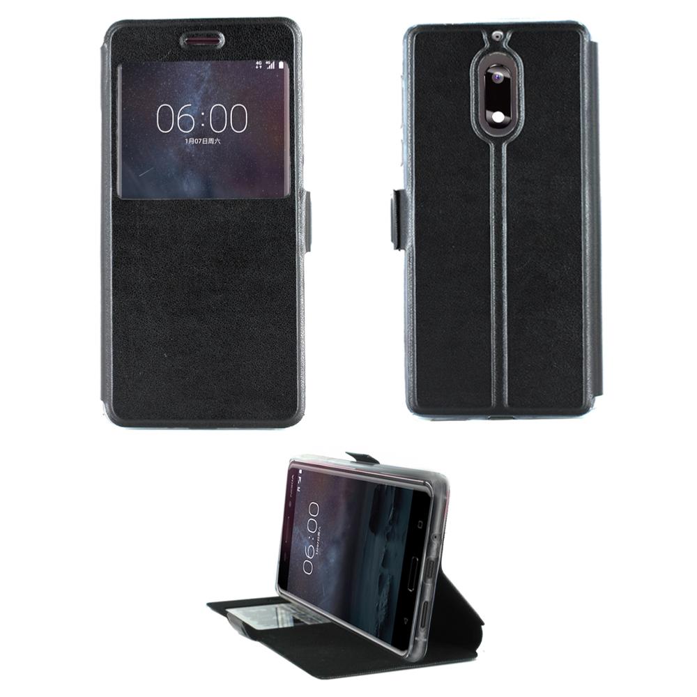 Etui Rabattable Noir Avec Ouverture Ecran pour Nokia 6 clicktofournisseur.com