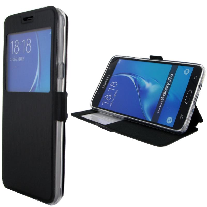 Etui Rabattable Noir Avec Ouverture Ecran pour Samsung Galaxy J7 2016 clicktofournisseur.com