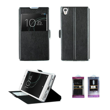 Etui rabattable noir avec ouverture ecran pour sony xperia l1 - Clicktofournisseur.com