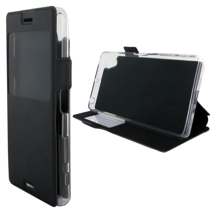 Etui rabattable noir avec ouverture ecran pour sony xperia x performance - Clicktofournisseur.com