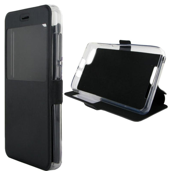 Etui rabattable noir avec ouverture ecran pour wiko lenny 3 - Clicktofournisseur.com