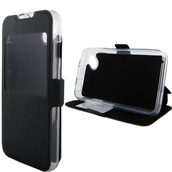 Etui rabattable noir avec support pour wiko sunny - Clicktofournisseur.com