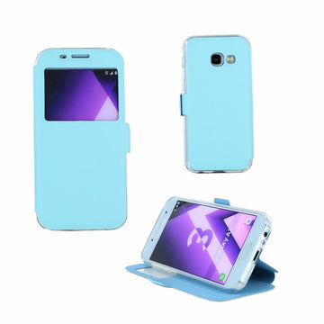 Etui rabattable simili cuir bleu ciel et ouverture ecran pour samsung galaxy a3 2017 - Clicktofournisseur.com