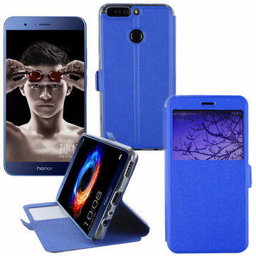 Etui rabattable simili cuir bleu roi et ouverture ecran pour huawei honor v9 - Clicktofournisseur.com