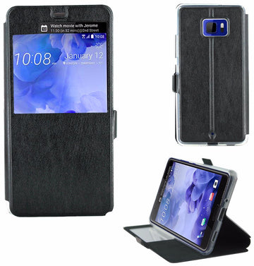 Etui rabattable simili cuir noir avec ouverture ecran pour htc u ultra - Clicktofournisseur.com