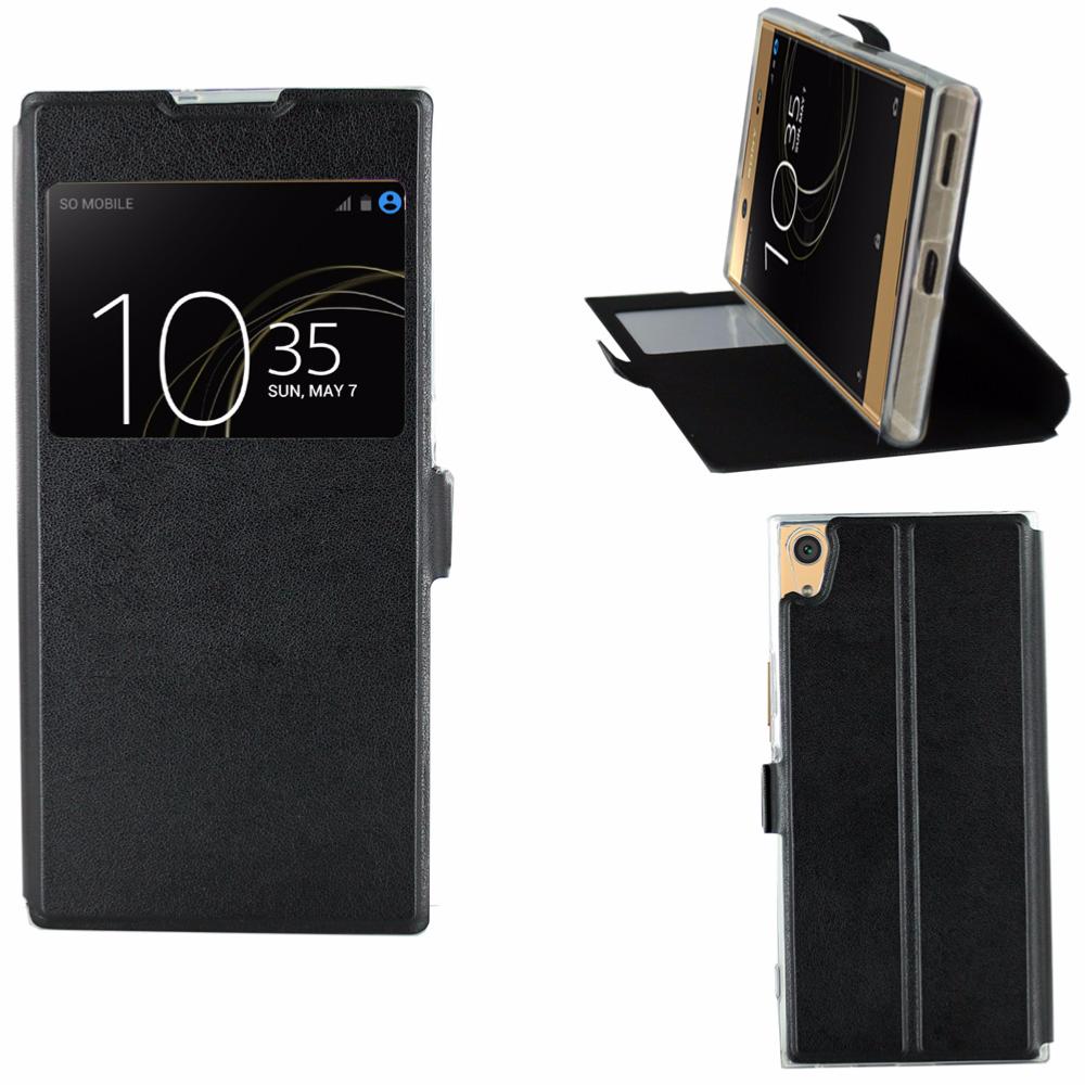 Etui Rabattable Simili Cuir Noir avec Ouverture Ecran pour Sony Xperia XA1 Ultra clicktofournisseur.com