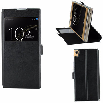 Etui rabattable simili cuir noir avec ouverture ecran pour sony xperia xa1 ultra - Clicktofournisseur.com
