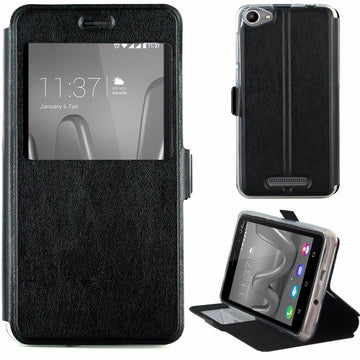 Etui rabattable simili cuir noir avec ouverture ecran pour wiko lenny 3 max - Clicktofournisseur.com