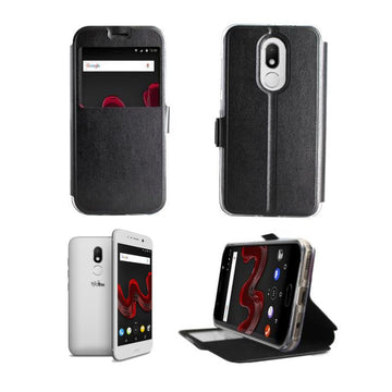 Etui rabattable simili cuir noir avec ouverture ecran pour wiko wim lite - Clicktofournisseur.com