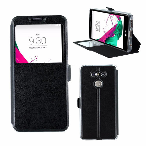 Etui rabattable simili cuir noir et ouverture ecran pour lg g6 - Clicktofournisseur.com