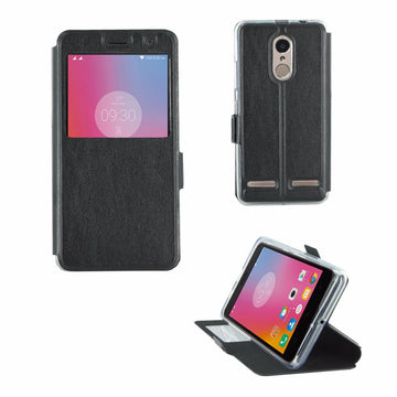 Etui rabattable simili cuir noir et ouverture ecran pour lenovo k6 - Clicktofournisseur.com