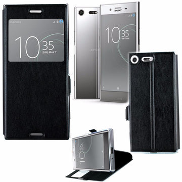 Etui rabattable simili cuir noir et ouverture ecran pour sony xz premium - Clicktofournisseur.com