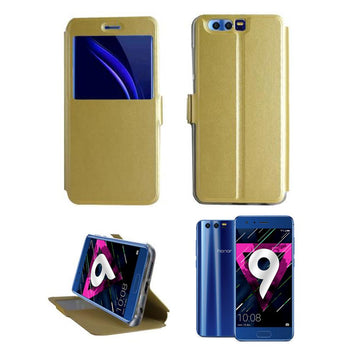 Etui rabattable simili cuir or avec ouverture ecran pour honor 9 - Clicktofournisseur.com