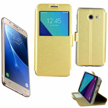 Etui rabattable simili cuir or et ouverture ecran pour samsung galaxy j5 2017 - Clicktofournisseur.com