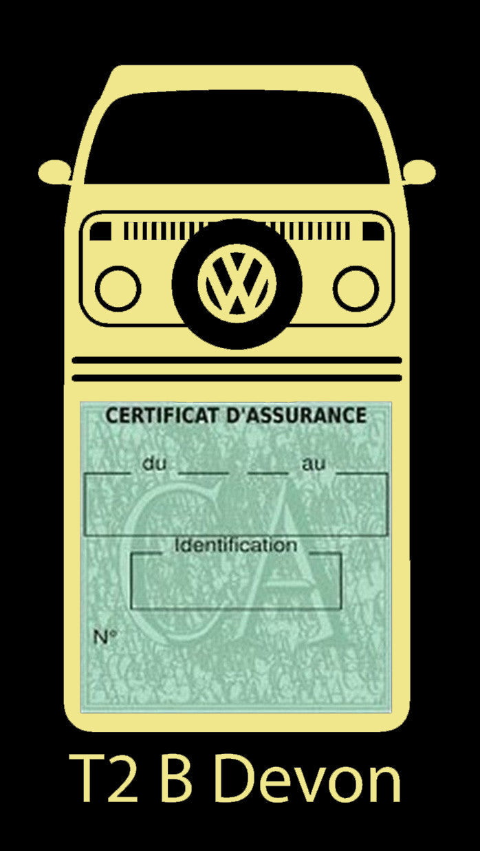 Etui simple assurance voiture Volkswagen T2A-Devon Stickers auto rétro clicktofournisseur.com