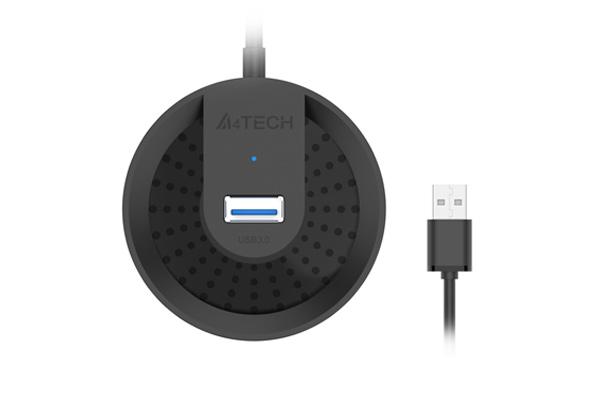 HUB extern A4TECH, porturi USB-A: USB 3.0 x 4, conectare prin USB , cablu 1.0 m, negru, "HUB-30-BK" (timbru verde 0.8 lei)