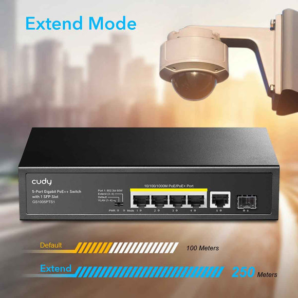 Cudy GS1005PTS1 network switch Gigabit Ethernet (10/100/1000) Power over Ethernet (PoE) Black