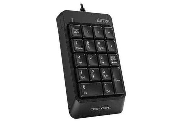 Clavier numérique A4TECH Fstyler, 18 touches, USB, 150 cm, design compact, noir, « FK-13P-BK » (timbre vert 0,8 lei)