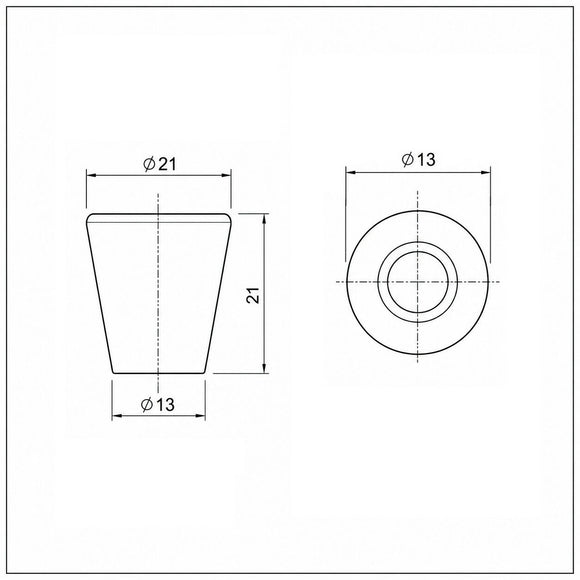 Schéma technique de Bouton de meuble MINICONE, Finition zamak nickel mat