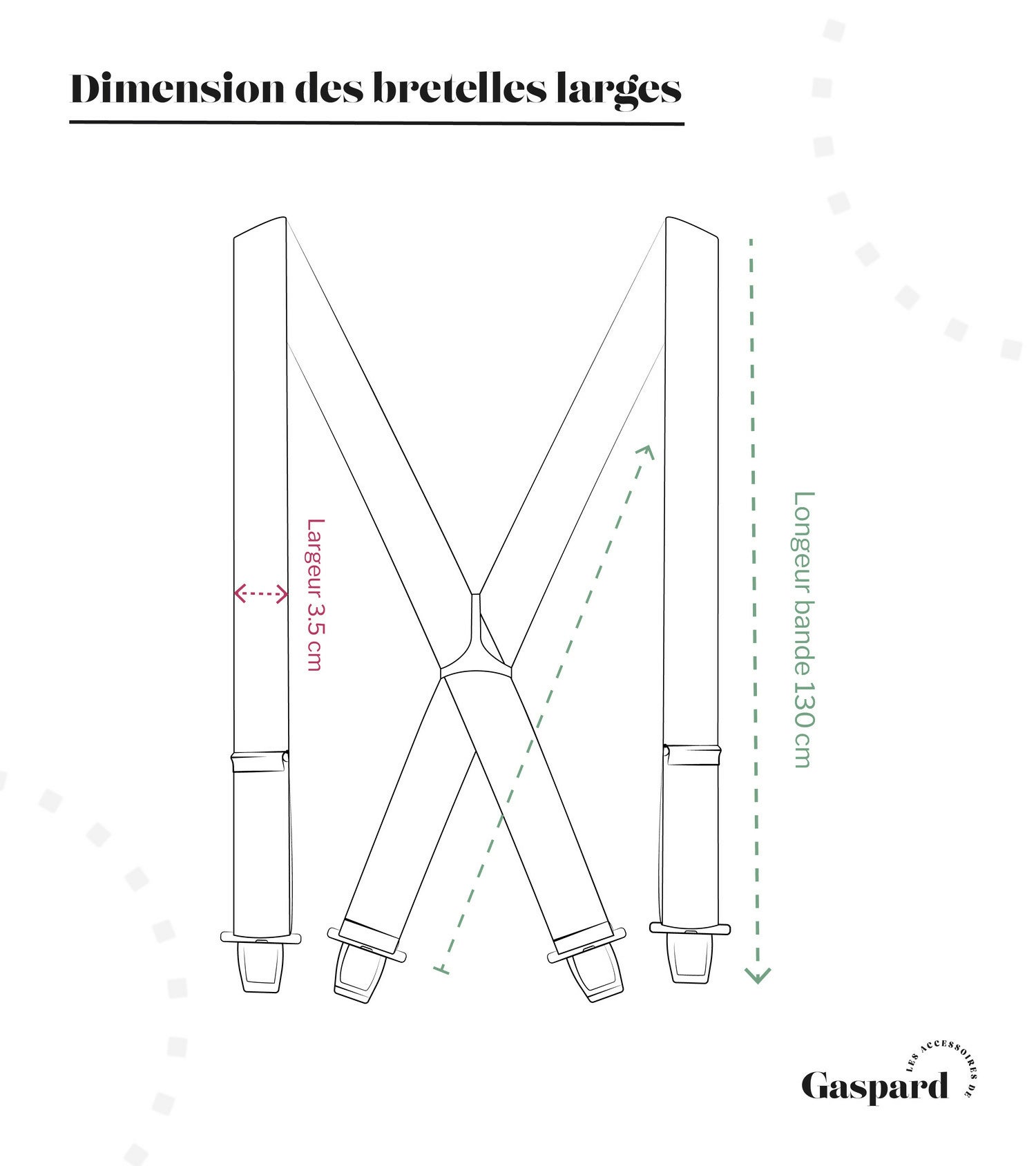 Gaspard bretelles homme larges fantaisie joueur - elastique résistant et clips extra fort - modèle en x - fabriqué en france - taille ajustable max 130cm - garantie à vie