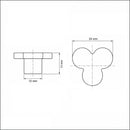 Schéma de bouton de meuble TREFLE, Finition zamak nickel mat