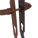 2 poignées de porte sur plaque CELTIQUE, Trou de cylindre - entrée - bureau - service, Finition acier aspect fer forgé rouille, Entraxe standard 195 mm-7
