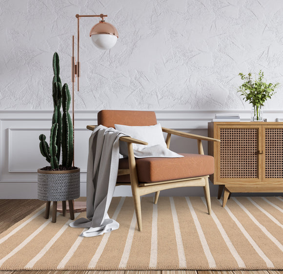 Tapis moderne en jute et coton strippy
