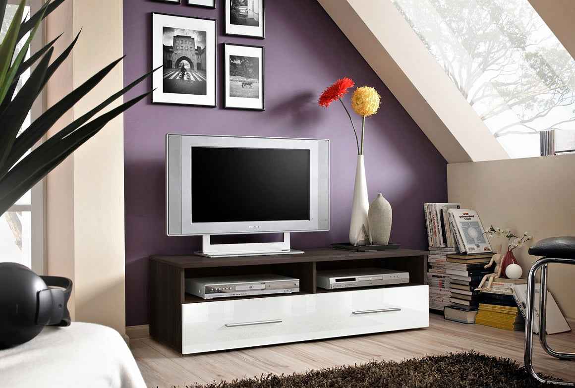 Grand meuble tv fly34 à suspendre 160x30x40cm - noir de haute brillance avec éclairage led - Clicktofournisseur.com