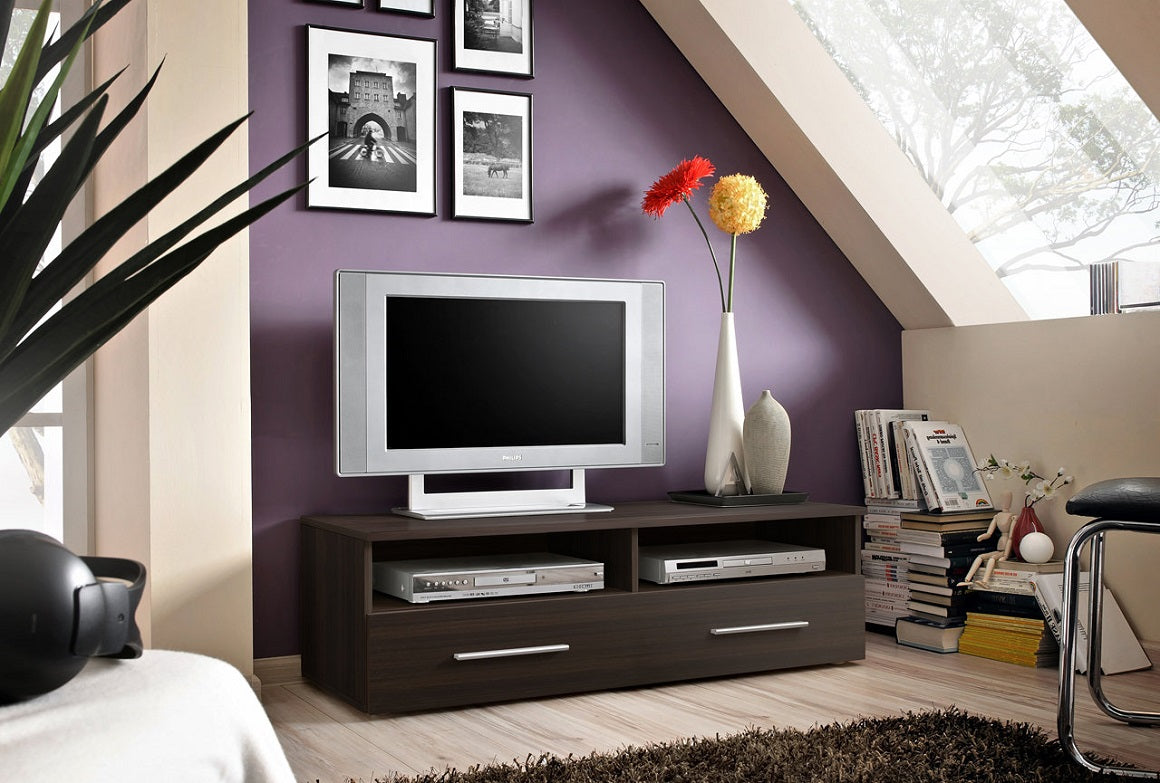 Grand meuble TV FLY 33 à suspendre 160x30x40cm - blanc et noir de haute brillance avec éclairage LED clicktofournisseur.com
