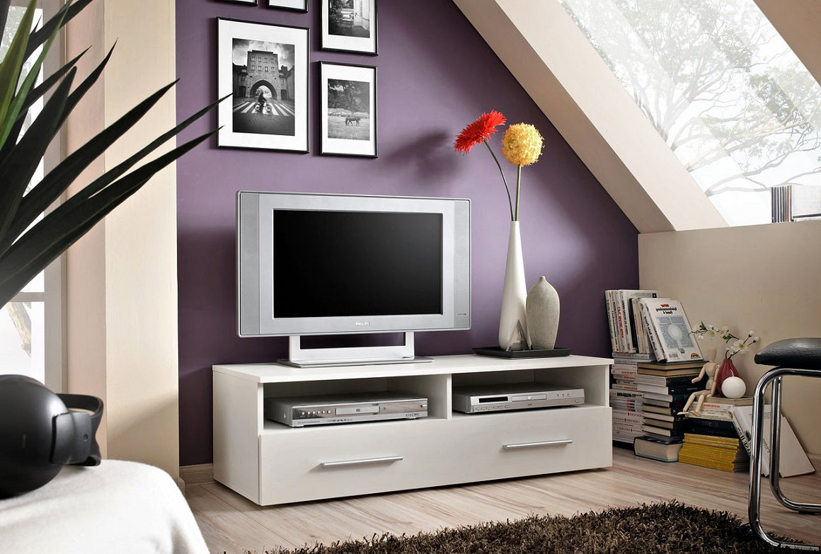 Grand meuble TV FLY 33 à suspendre 160x30x40cm - noir et blanc de haute brillance avec éclairage LED clicktofournisseur.com